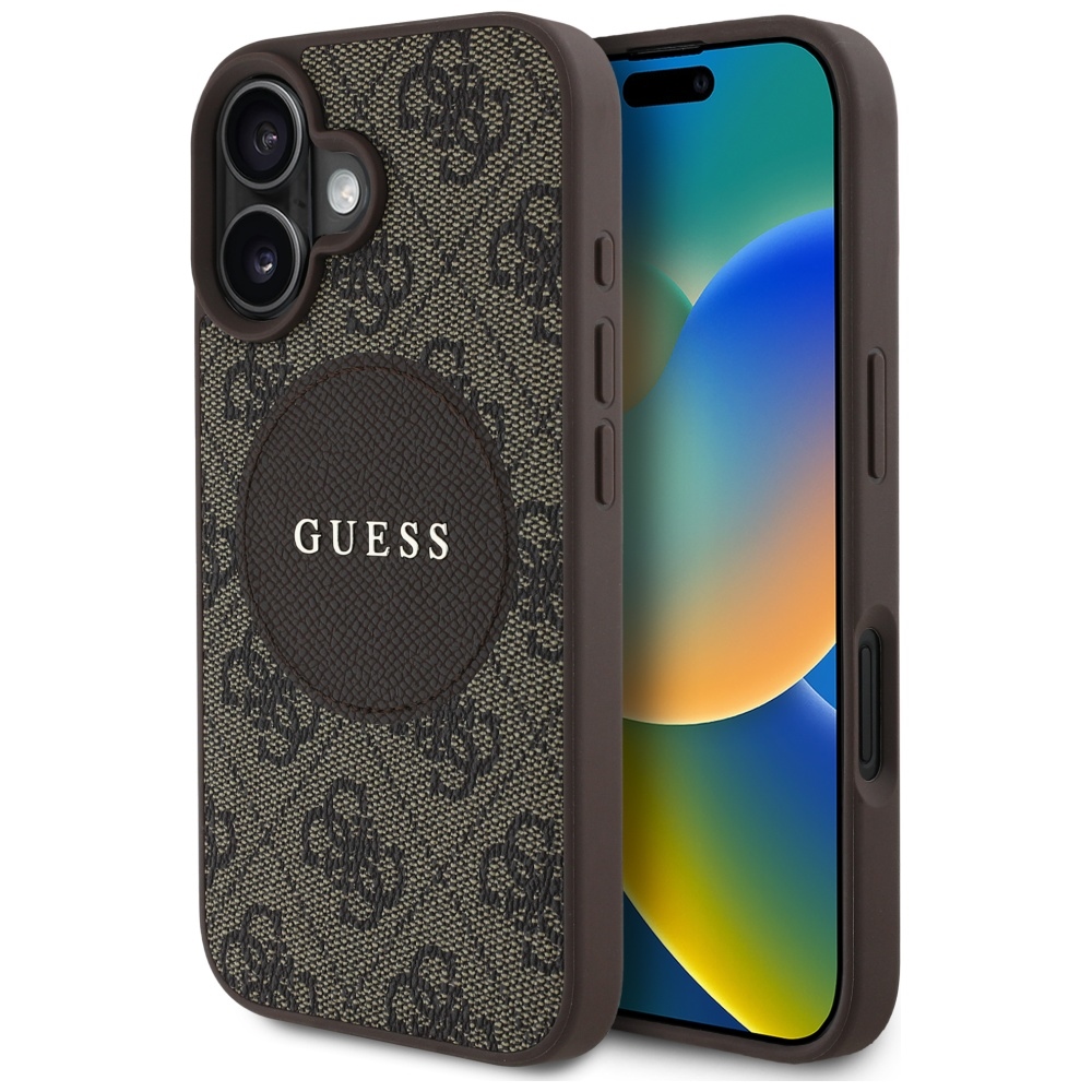 Guess 4G Circle Classic Logo MagSafe puzdro pre iPhone 16 – hnedé KF2347694