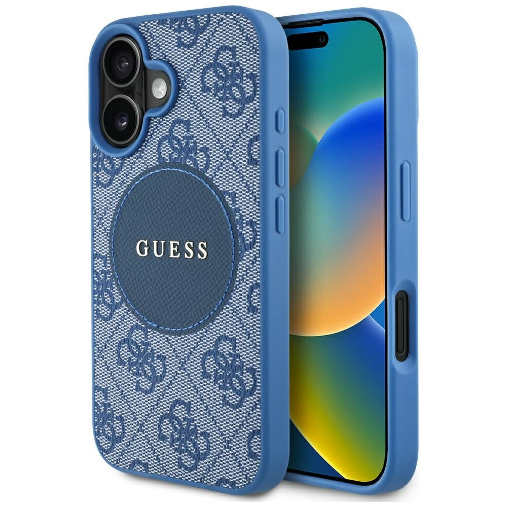Guess 4G Circle Classic Logo MagSafe puzdro pre iPhone 16 – modré KF2347695