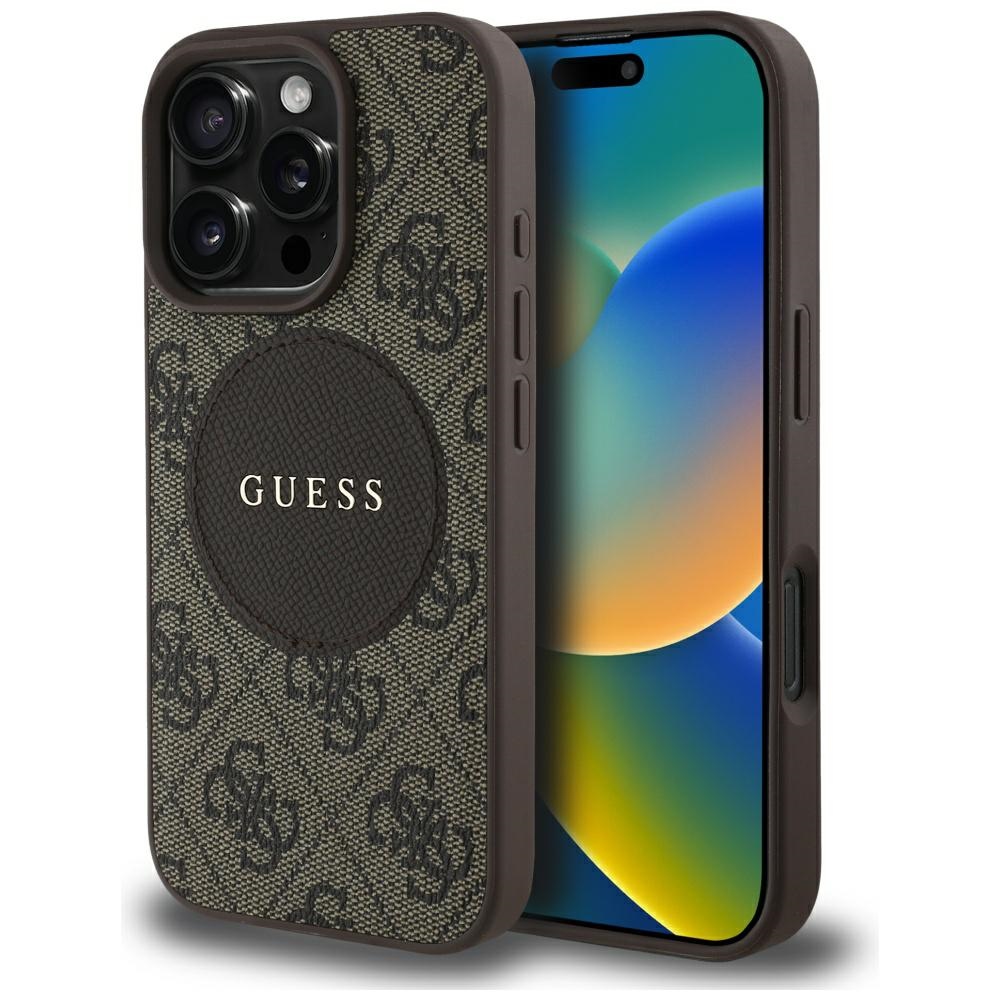 Guess 4G Circle Classic Logo MagSafe puzdro pre iPhone 16 Pro Max – hnedé KF2347702