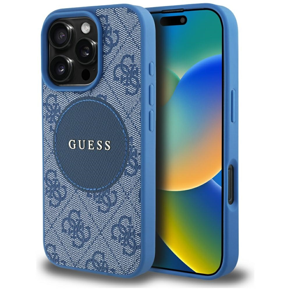 Guess 4G Circle Classic Logo MagSafe puzdro pre iPhone 16 Pro Max – modré KF2347703