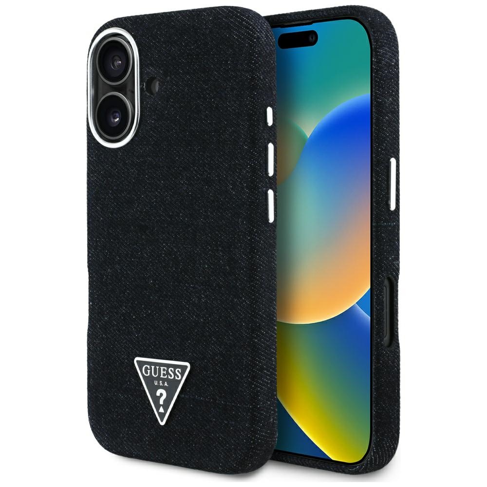 Guess Denim Triangle Logo MagSafe puzdro pre iPhone 16 – čierne KF2347714