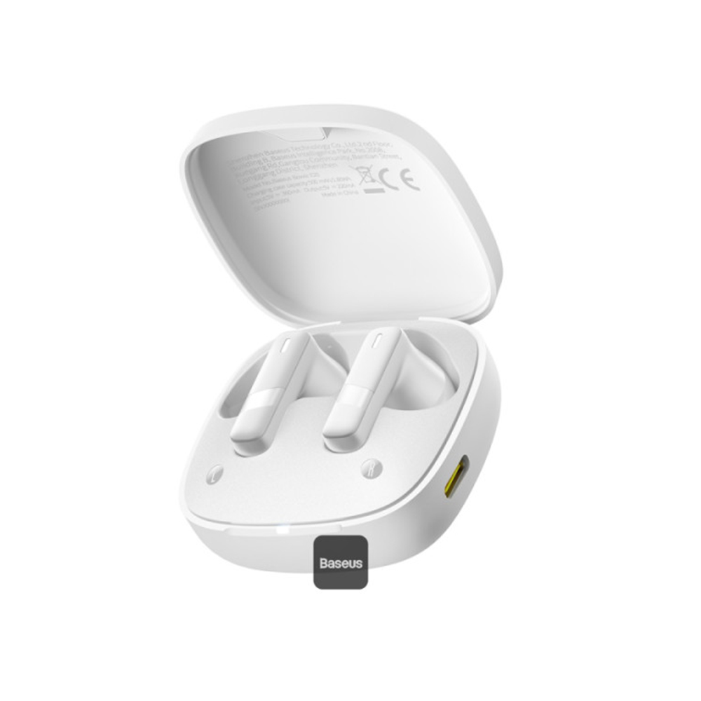 Baseus bezdrôtové slúchadlá Bowie E20 (A00069700223-00) – TWS, Bluetooth 5.3, 2× ENC mikrofón, silné basy, IPX5, biele KF2331315