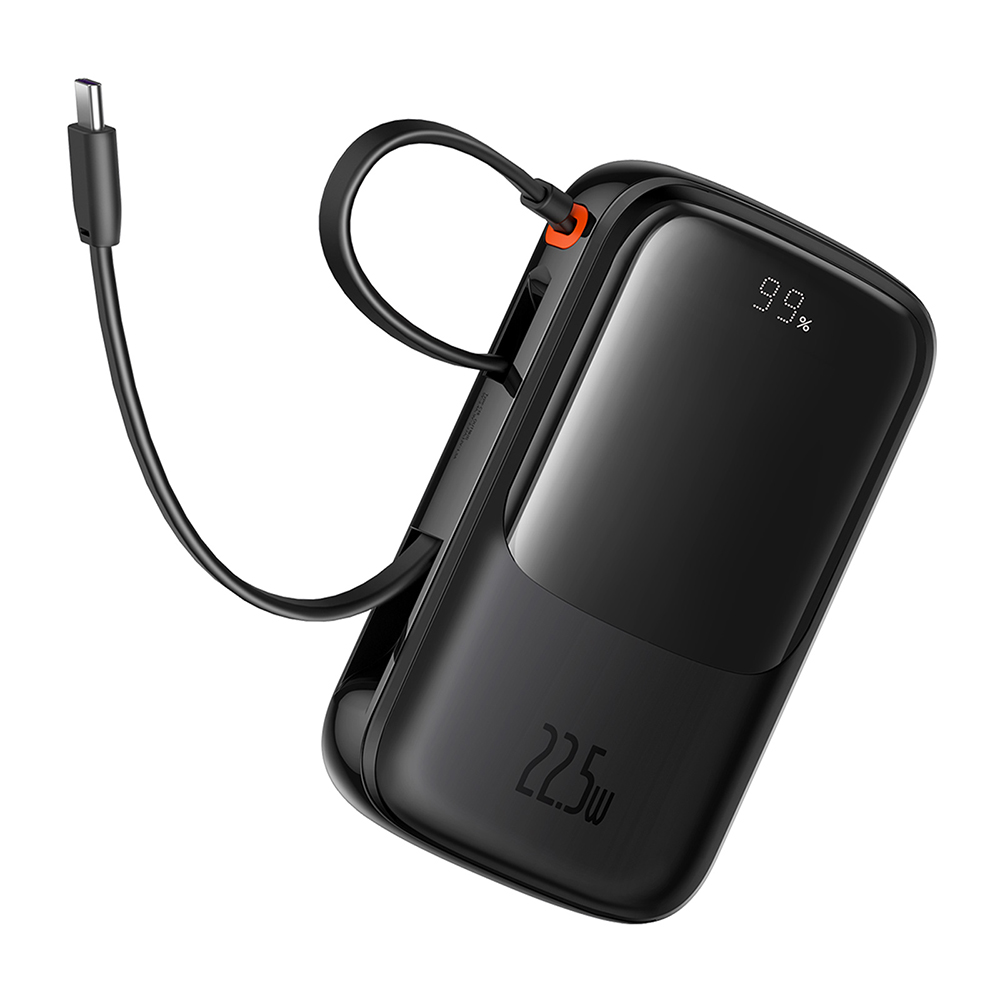 Baseus power banka Qpow Pro+ (P10067101113-00) – Lightning, 2× USB-C, USB-A, 10 000 mAh, 22,5 W, USB-C kábel, rýchle nabíjanie, čierna KF2332565