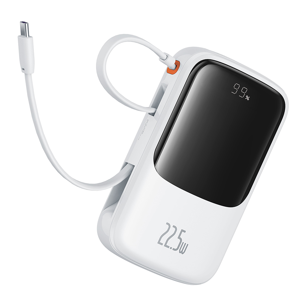 Baseus power banka Qpow Pro+ (P10067101213-00) – Lightning, 2× USB-C, USB-A, 10 000 mAh, 22,5 W, USB-C kábel, biela KF2332566