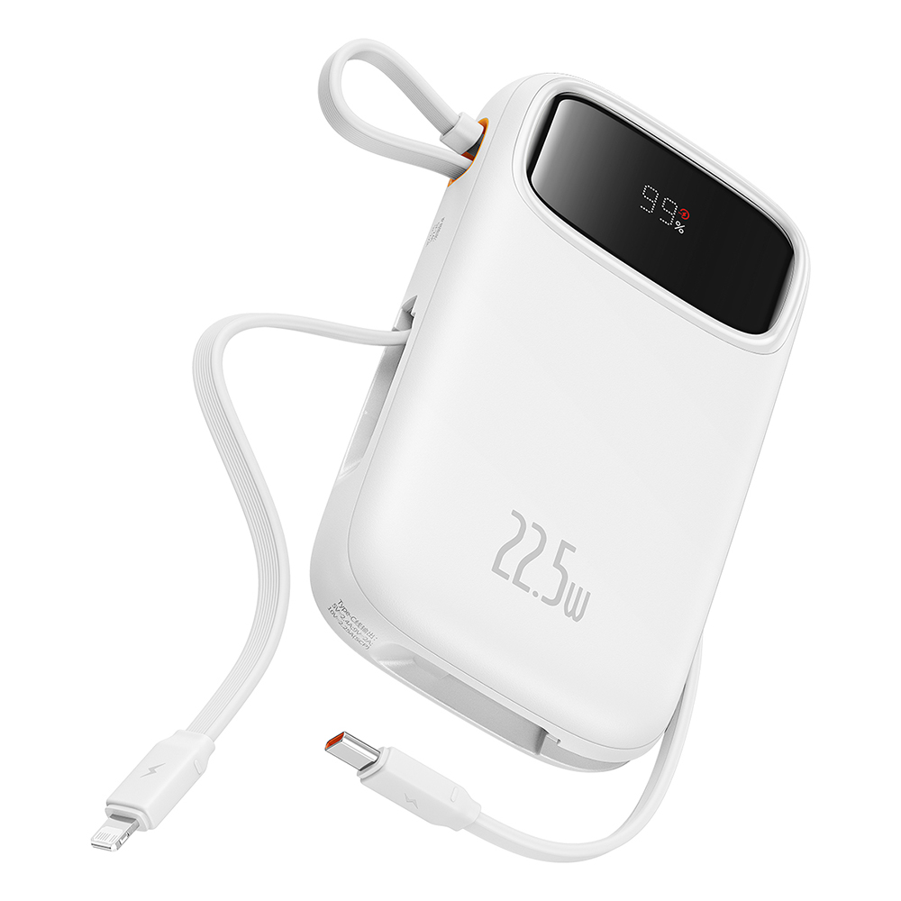 Baseus power banka Qpow Pro+ (P10055003223-00) – Lightning, 2× USB-C, USB-A, 10 000 mAh, 22,5 W, USB-C kábel (30 cm), biela KF2332587