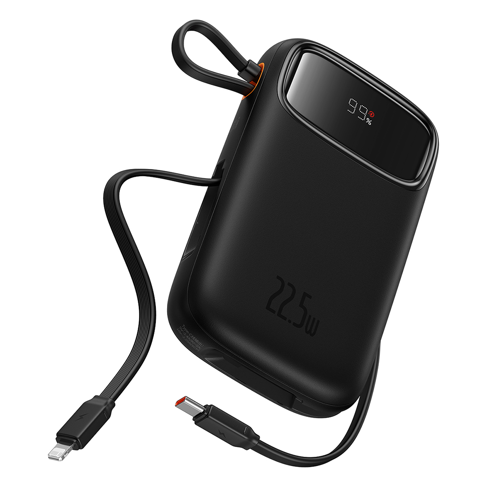 Baseus power banka Qpow Pro+ (P10055003113-00) – Lightning, 2× USB-C, USB-A, 10 000 mAh, 22,5 W, USB-C kábel (30 cm), čierna KF2332589