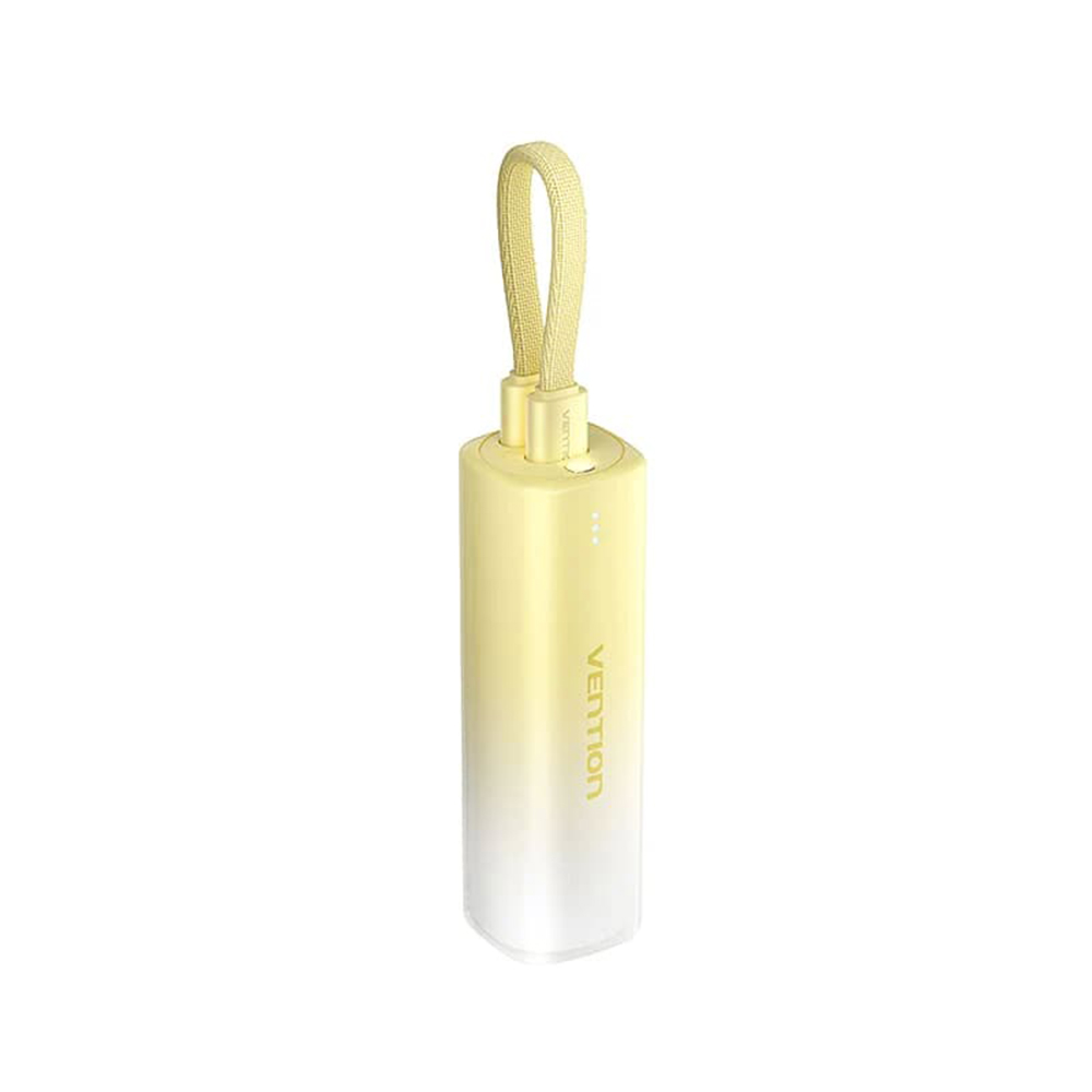 Vention FHWY0 powerbanka – USB-C + Lightning, dizajn s pútkom, LED indikátor, kábel, 20W, 5000mAh – žltá KF2339662