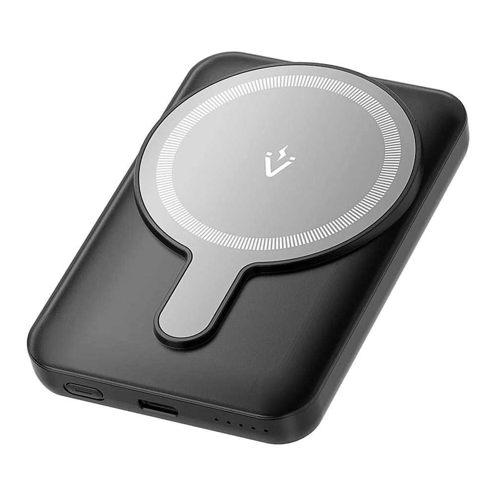 Vention FHSB0 bezdrôtová powerbanka – 2× USB-C, stojan, LED displej, rýchlonabíjanie, 20W, 5000mAh – čierna KF2339671