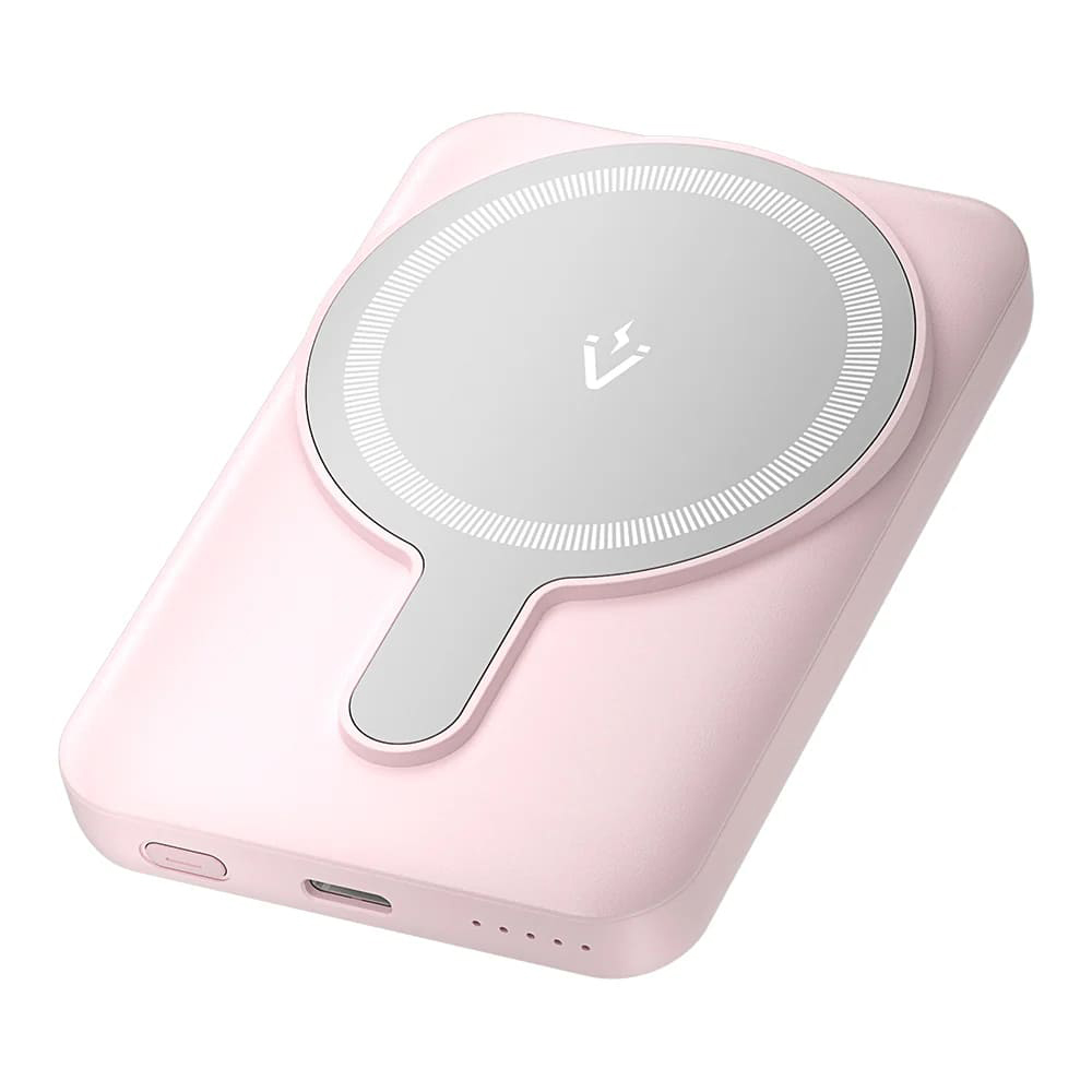 Vention FHSP0 bezdrôtová powerbanka – 2× USB-C, stojan, LED displej, rýchlonabíjanie, 20W, 5000mAh – ružová KF2339675