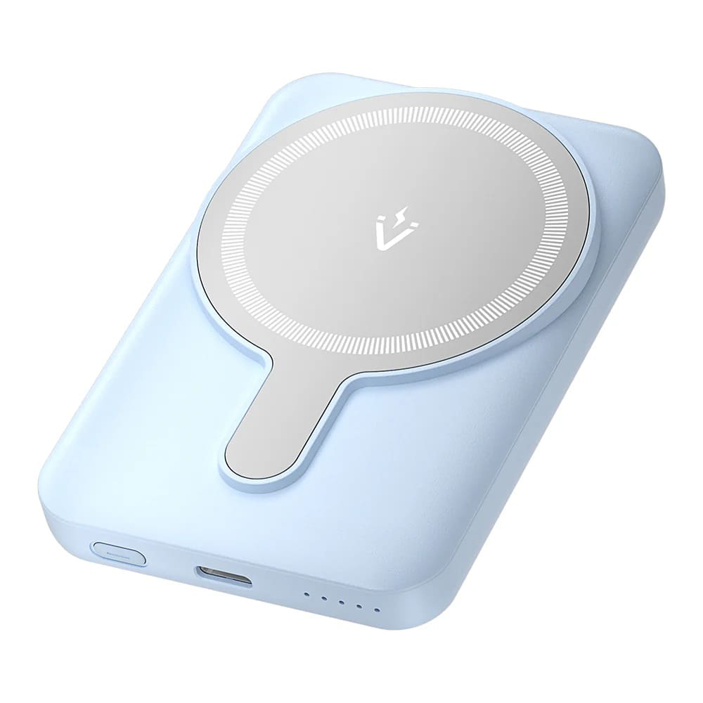 Vention FHSL0 bezdrôtová powerbanka – 2× USB-C, stojan, LED displej, rýchlonabíjanie, 20W, 5000mAh – modrá KF2339676