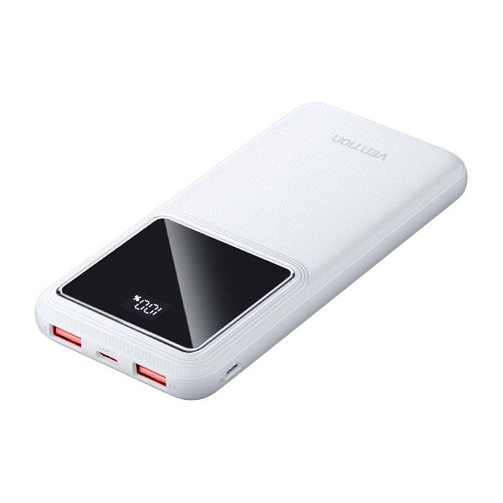 Vention FHKW0 bezdrôtová powerbanka – USB-C, 2× USB, microUSB, LED displej, PD22.5W, 10000mAh – biela KF2339735