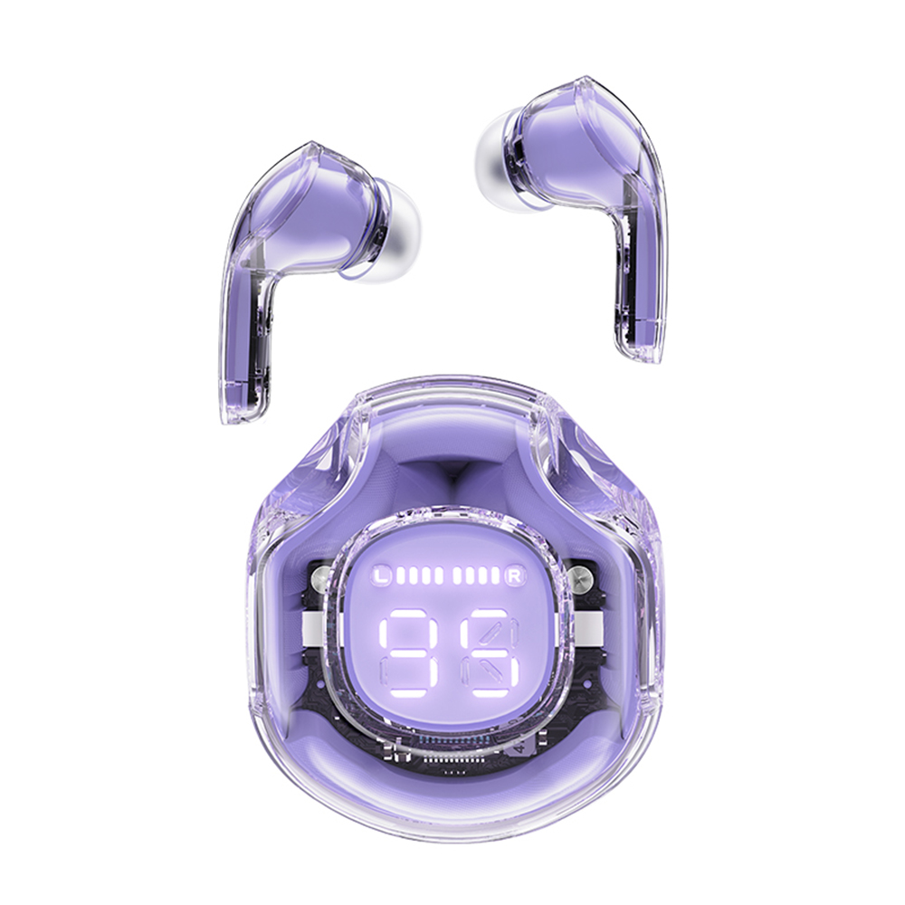 Acefast bezdrôtové slúchadlá T8 – Bluetooth 5.3, USB-C, AI redukcia šumu hovorov, IPX4, digitálny displej, 480 mAh, Purple KF2341065