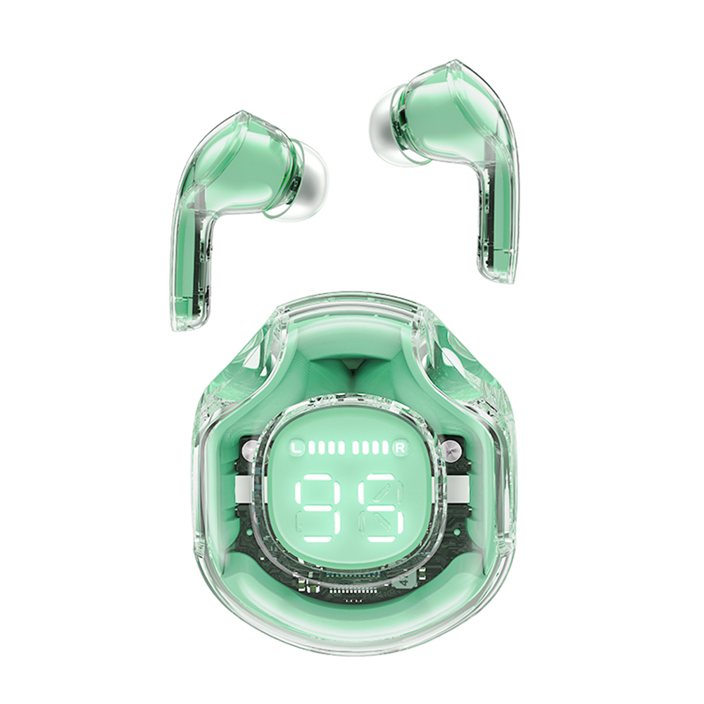 Acefast bezdrôtové slúchadlá T8 – Bluetooth 5.3, USB-C, AI redukcia šumu hovorov, IPX4, digitálny displej, 480 mAh, Mint Green KF2341066