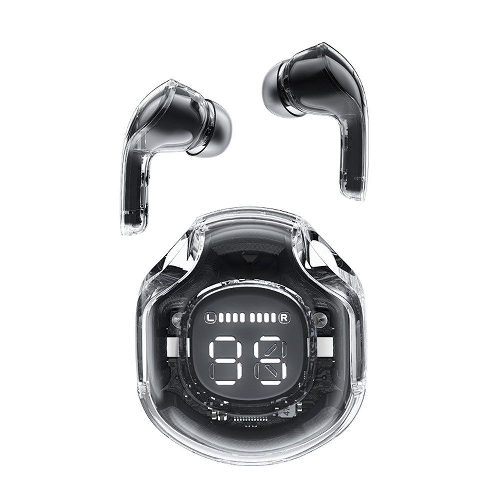Acefast bezdrôtové slúchadlá T8 – Bluetooth 5.3, USB-C, AI redukcia šumu hovorov, IPX4, digitálny displej, 480 mAh, Bright Black KF2341070