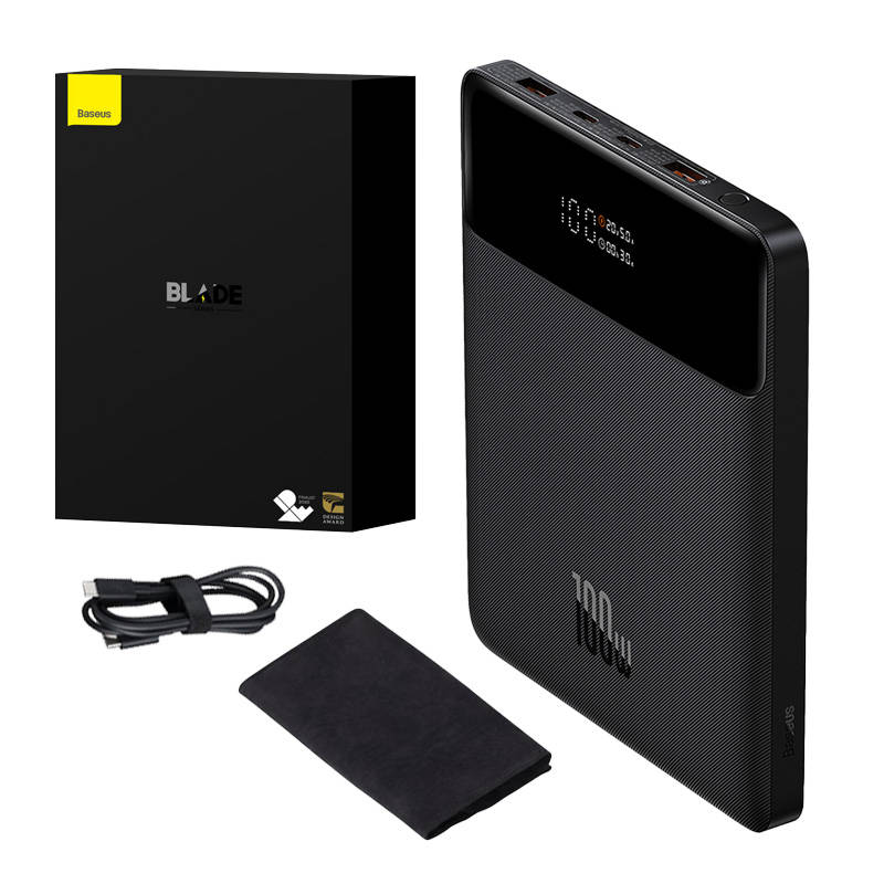 Baseus power banka Blade (PPBL000201) – 2× USB-A, 2× USB-C, 20000 mAh, 100 W, USB-C kábel, čierna KF2320541