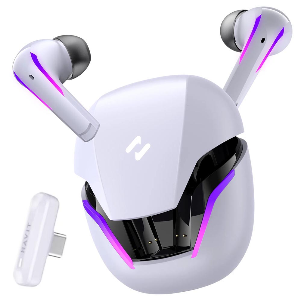 Havit herné slúchadlá (TW970) – TWS, Bluetooth 5.3, RGB, dongle, USB-C, 400mAh, biele KF2343507
