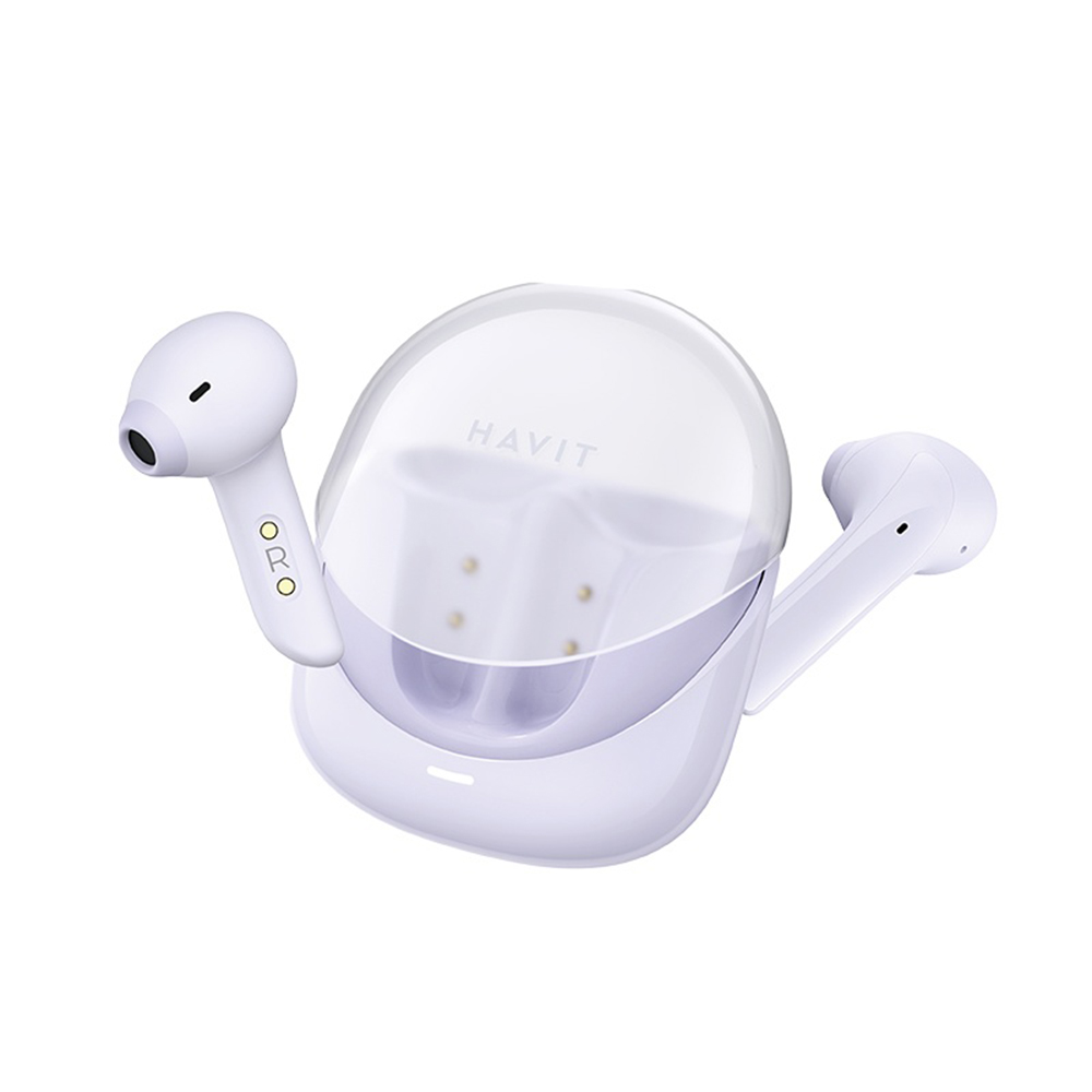 Havit herné bezdrôtové slúchadlá Modern Buds (TW974) – TWS, Bluetooth 5.3, mikrofón, ENC, USB-C, 400mAh, fialové KF2343593