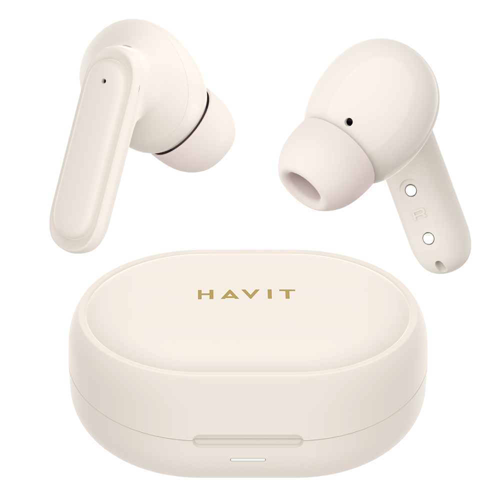 Havit bezdrôtové slúchadlá (TW950) – TWS, Bluetooth 5.3, mikrofón, in-ear, ENC, USB-C, 400mAh, béžovo-ružové KF2343794