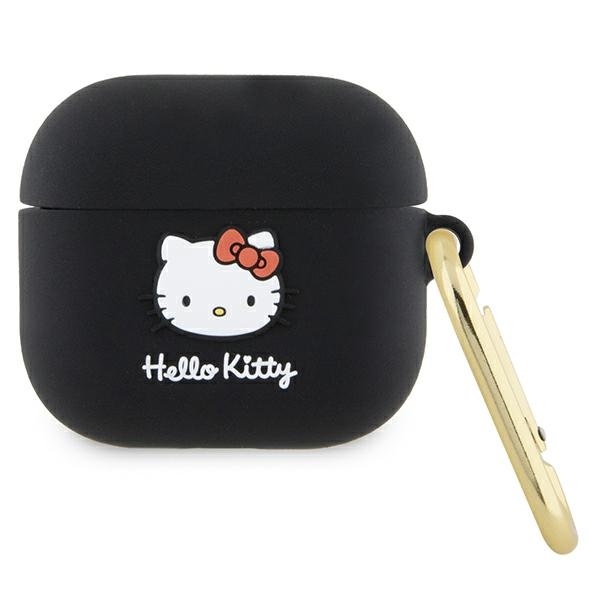 Hello Kitty Silicone 3D Kitty Head puzdro pre Apple AirPods 3 – čierne KF2345693