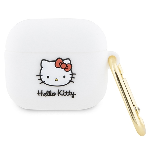 Hello Kitty Silicone 3D Kitty Head puzdro pre Apple AirPods 3 – biele KF2345694