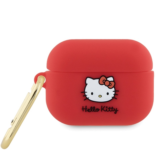 Hello Kitty Silicone 3D Kitty Head puzdro pre Apple AirPods Pro 2 – červené KF2345708