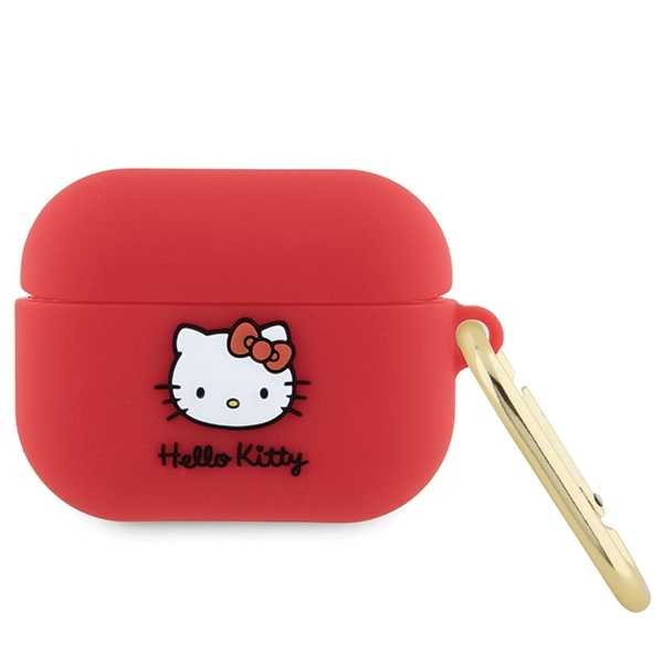 Hello Kitty Silicone 3D Kitty Head puzdro pre Apple AirPods Pro 1 – červené KF2345712