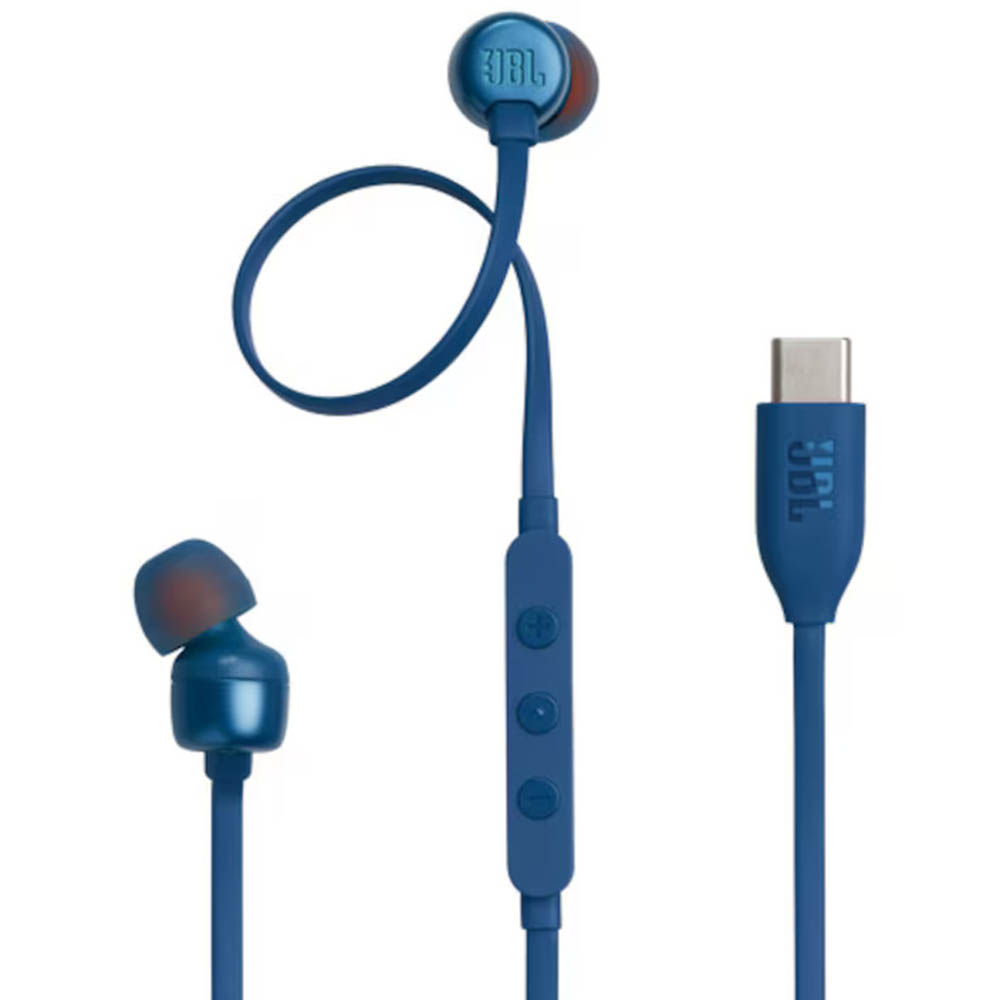JBL 310C káblové slúchadlá – USB-C, Hi-Res Audio, Pure Bass, 3-tlačidlové ovládanie s mikrofónom – modré KF2345650