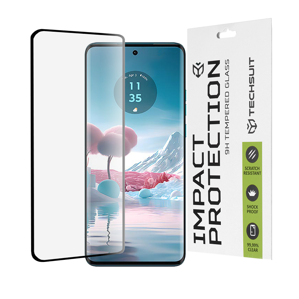 Techsuit - 111D Full Cover / Full Glue Glass / 3D Curved Screen - Motorola Edge 40 Neo - Black KF2317088