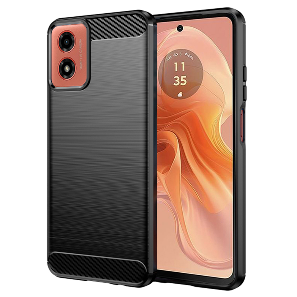 Techsuit - Carbon Silicone - Motorola Moto G04 / Moto G04s / Moto G24 / G24 Power / Moto E14 - Black KF2318350