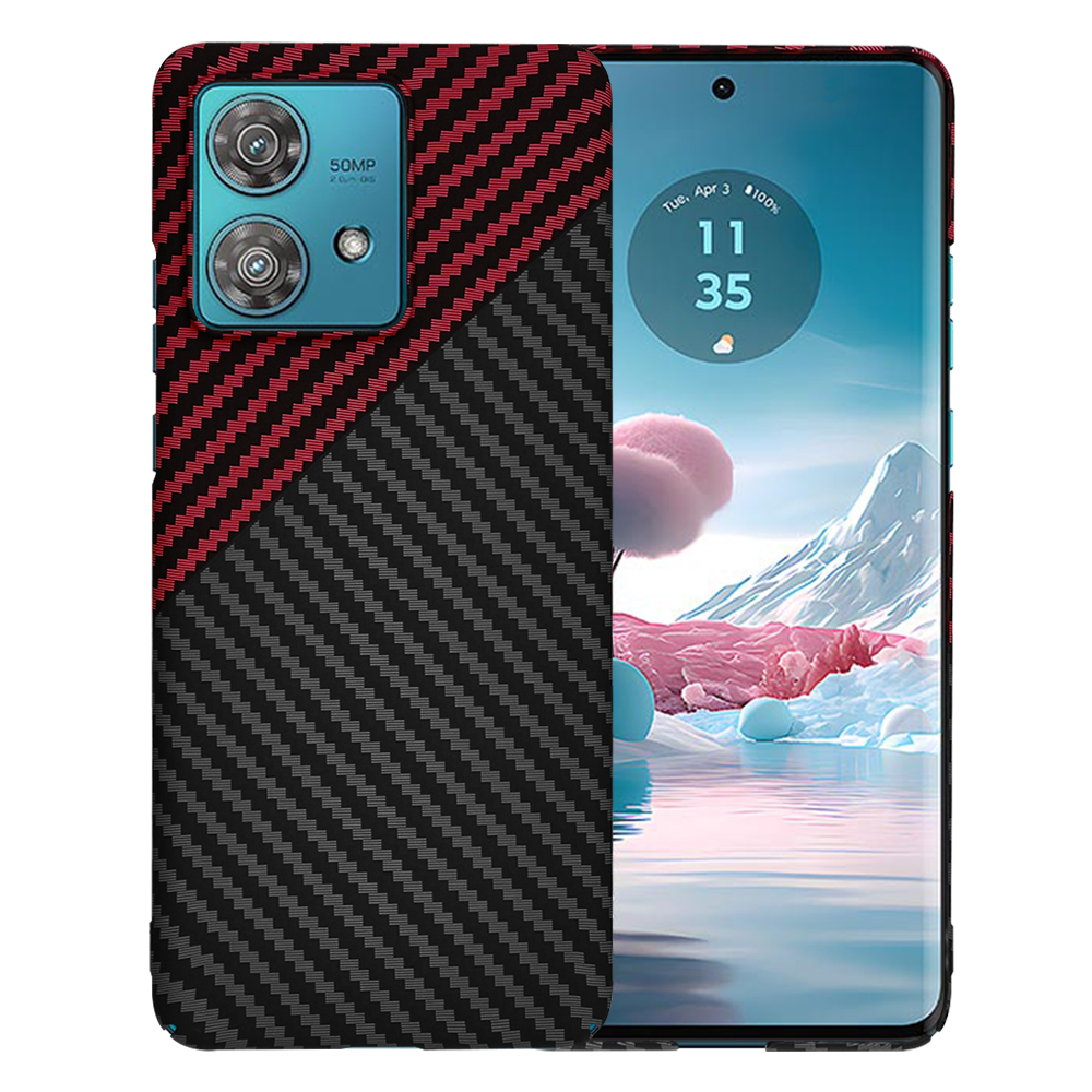 Techsuit - Carbonite FiberShell - Motorola Edge 40 Neo - Red Vortex KF2333738