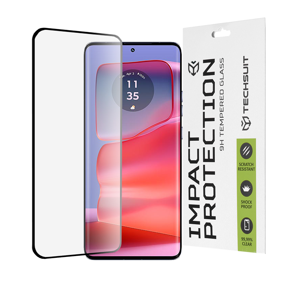 Techsuit - 111D Full Cover / Full Glue Glass / 3D Curved Screen - Motorola Edge 50 Pro - Black KF2334990