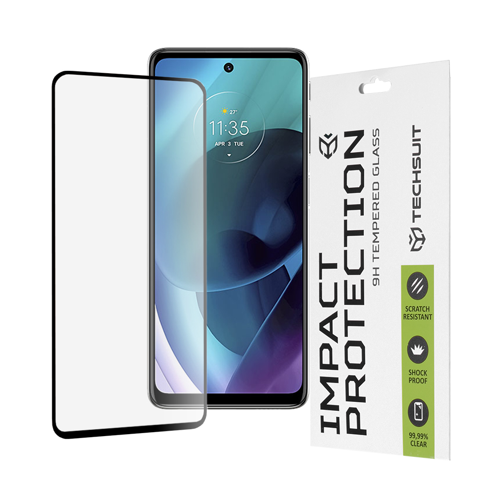 Techsuit - 111D Full Cover / Full Glue Glass - Motorola Moto G51 5G - Black KF2345001