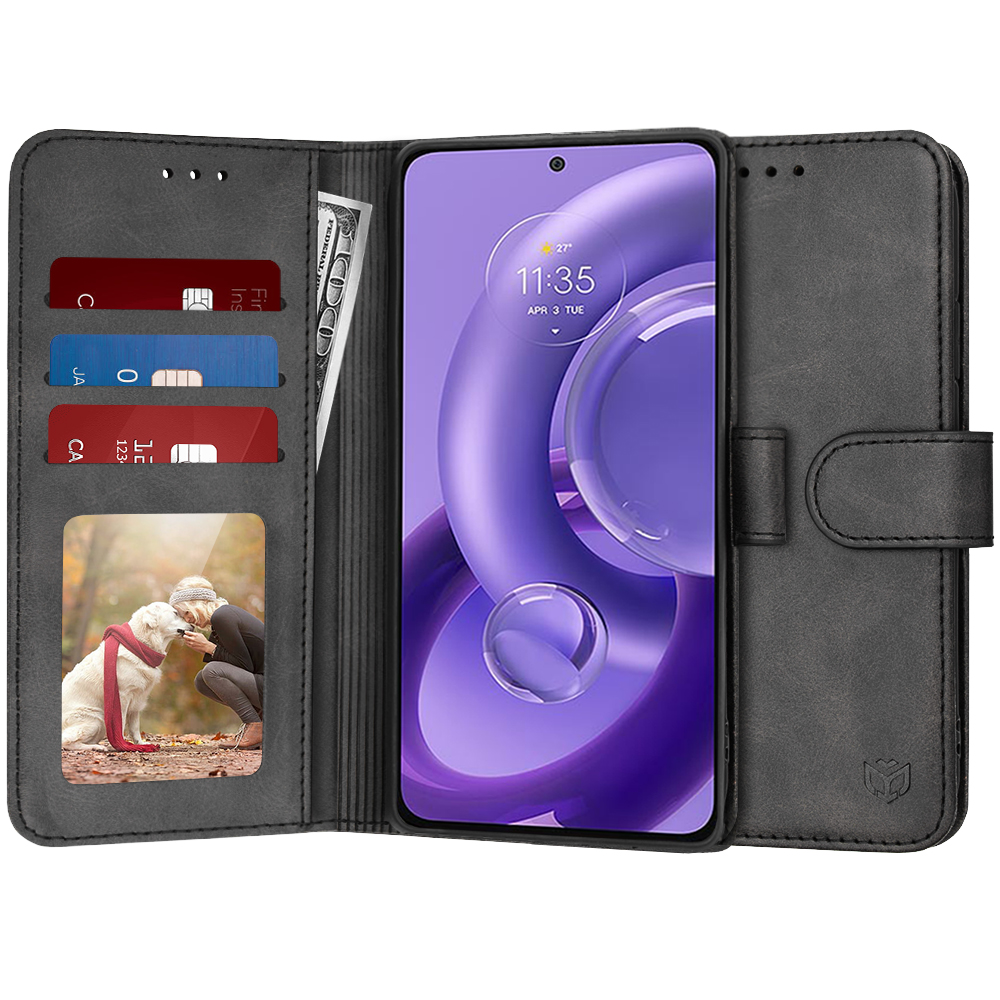 Techsuit Diary Book kožené knižkové puzdro na Motorola Edge 30 Neo – čierne KF2321180