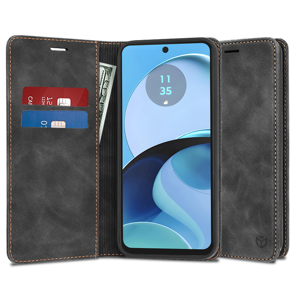 Techsuit Confy Cover kožené puzdro na Motorola Moto G14 – čierne KF2321428