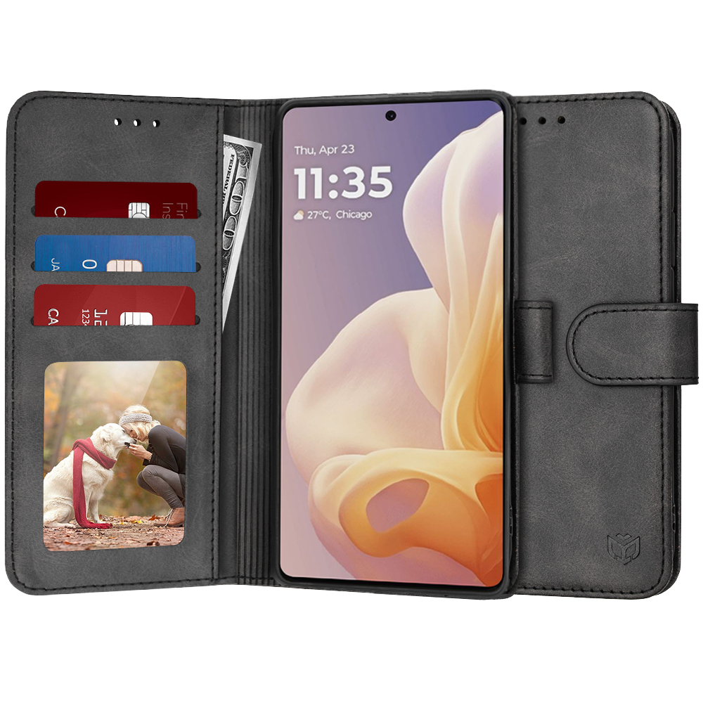 Techsuit Diary Book kožené knižkové puzdro na Motorola Moto G85 – čierne KF2332349