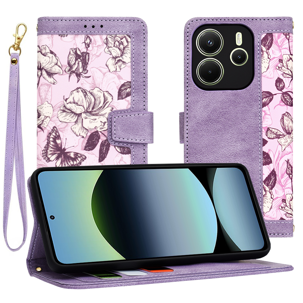 Techsuit - FlipCraft knižkové puzdro na Xiaomi Redmi Note 14 4G (163.25 × 76.55 × 8.16 mm) - Mysterious Purple KF2344590
