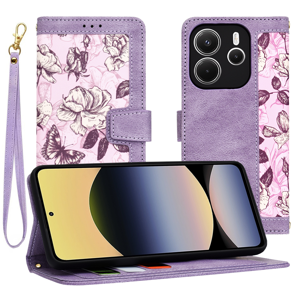 Techsuit - FlipCraft knižkové puzdro na Xiaomi Redmi Note 14 4G (164,84 × 78,15 × 8,16 mm) - Mysterious Purple KF2346972