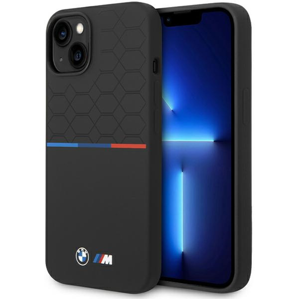 BMW - Hardcase M Silicone Pattern MagSafe silikónový obal na iPhone 15 - čierny KF2345234
