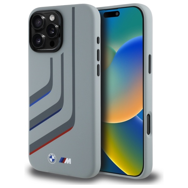 BMW - Hardcase Silicone Turning Lines MagSafe silikónový obal na iPhone 16 Pro Max - sivý KF2345318