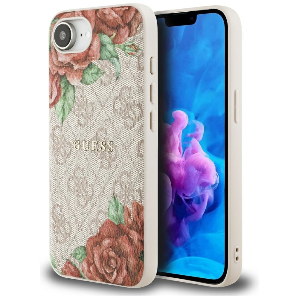 Guess - Hardcase 4G Flower Print MagSafe tvrdý obal na iPhone 16e - ružový KF2347852