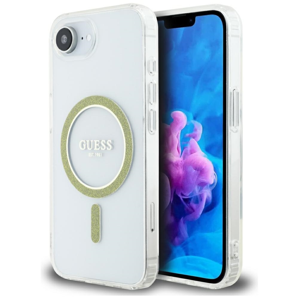 Guess - IML Glitter Circle MagSafe obal na iPhone 16e - číry KF2347925