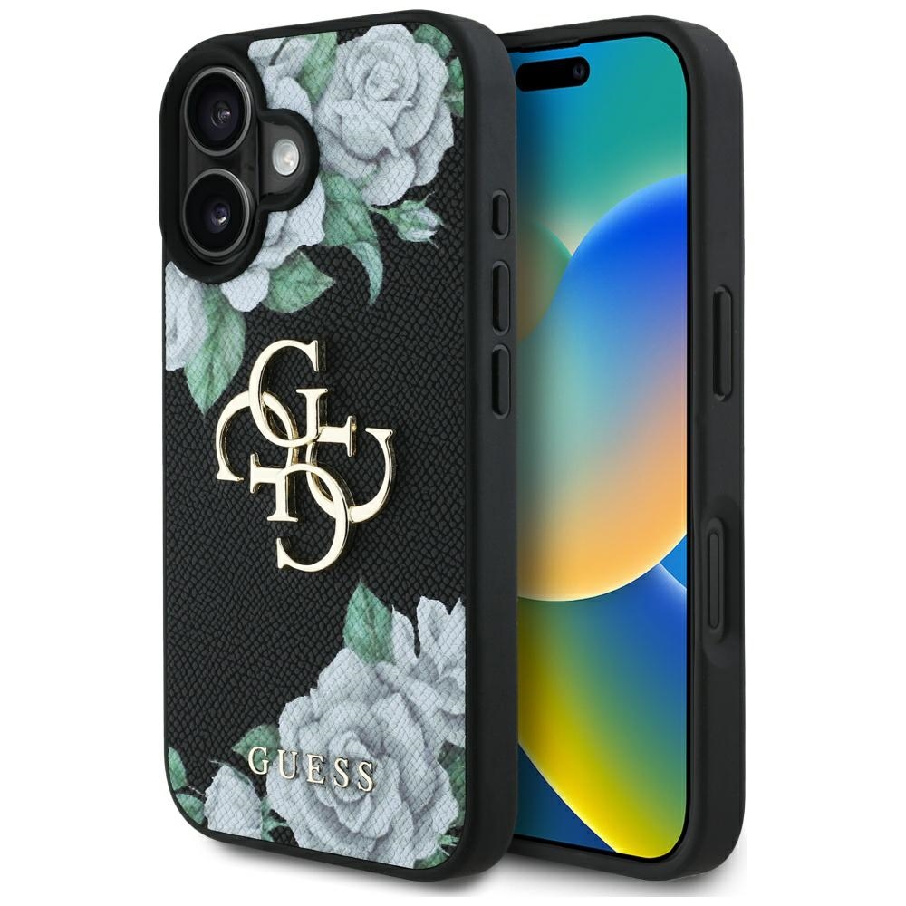 Guess - Hardcase 4G Grained Roses Big Logo (GUHCP16SPGROP4MK) - iPhone 16 - Black KF2348006