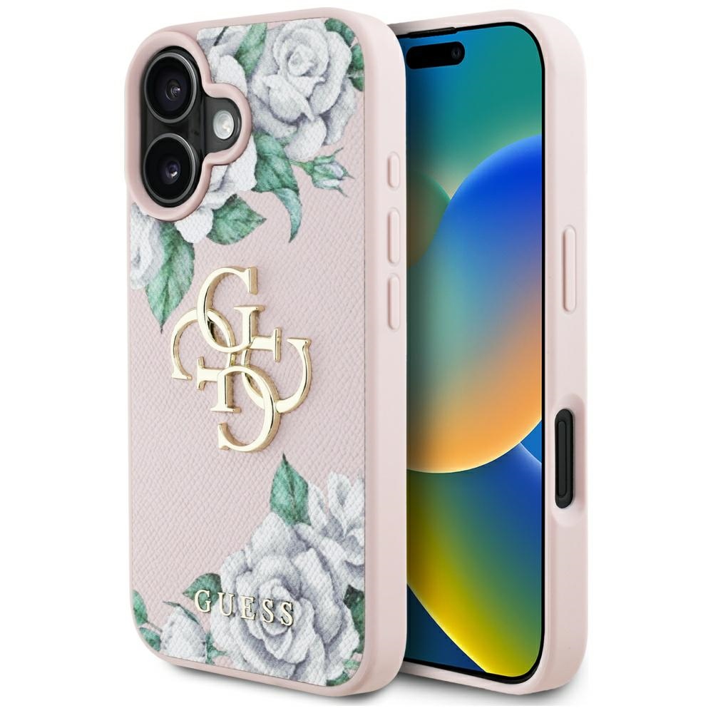 Guess - Hardcase 4G Grained Roses Big Logo (GUHCP16SPGROP4MP) - iPhone 16 - Pink KF2348007