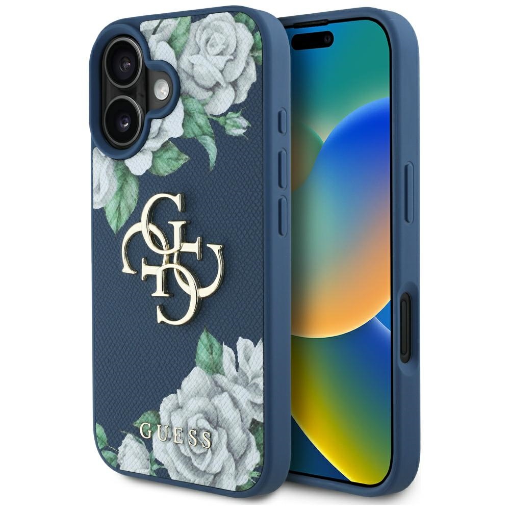Guess - Hardcase 4G Grained Roses Big Logo (GUHCP16SPGROP4MB) - iPhone 16 - Blue KF2348009