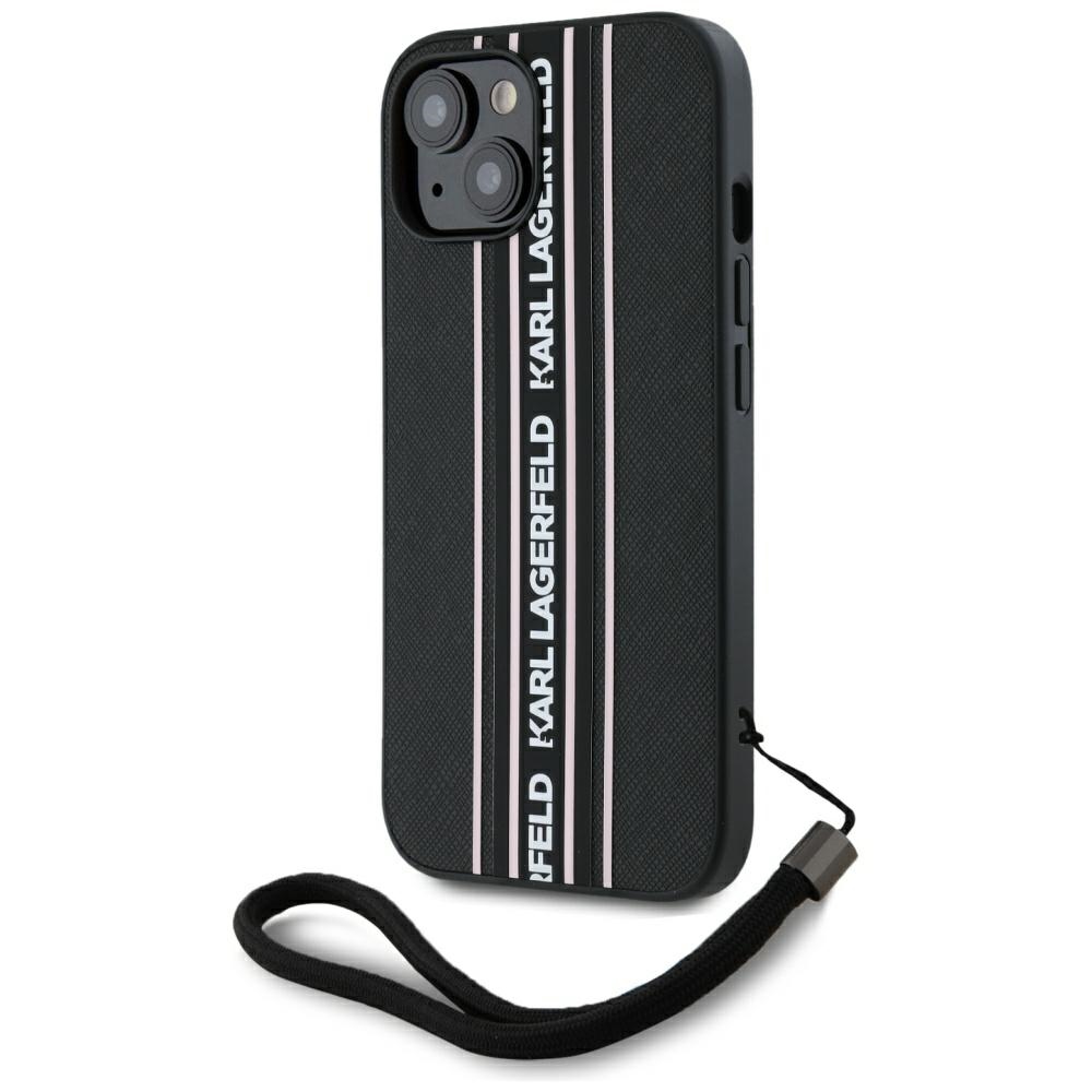 Karl Lagerfeld - Saffiano Athleisure Stripes Cord (KLHCP15SPAMSCNSP) - iPhone 15 - Pink KF2348022