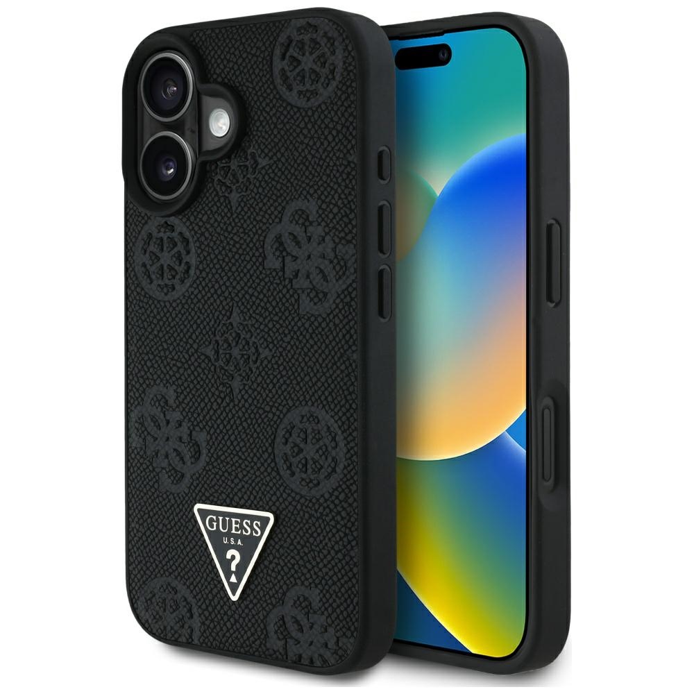 Guess - Peony Grained Hot Stamp Triangle MagSafe (GUHMP16SPGBTMK) - iPhone 16 - Black KF2348027