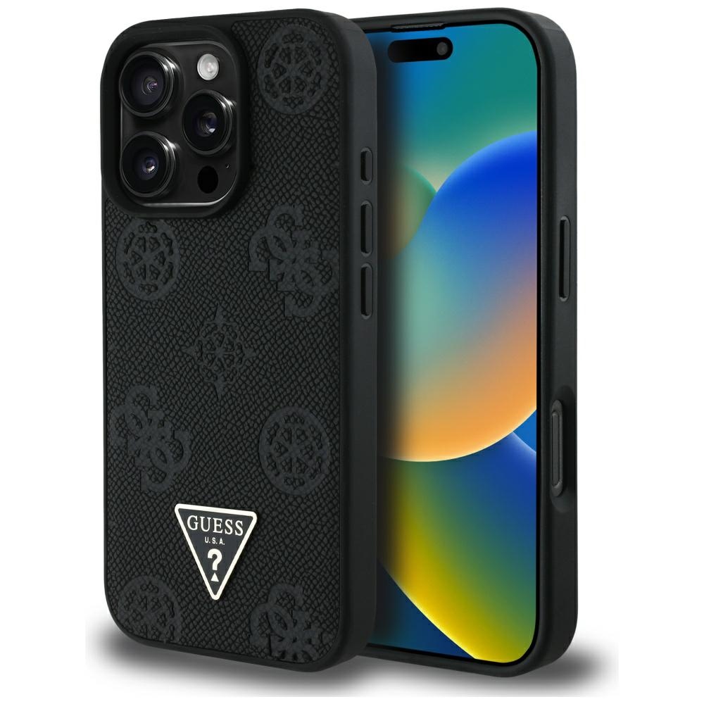 Guess - Peony Grained Hot Stamp Triangle MagSafe (GUHMP16LPGBTMK) - iPhone 16 Pro - Black KF2348030