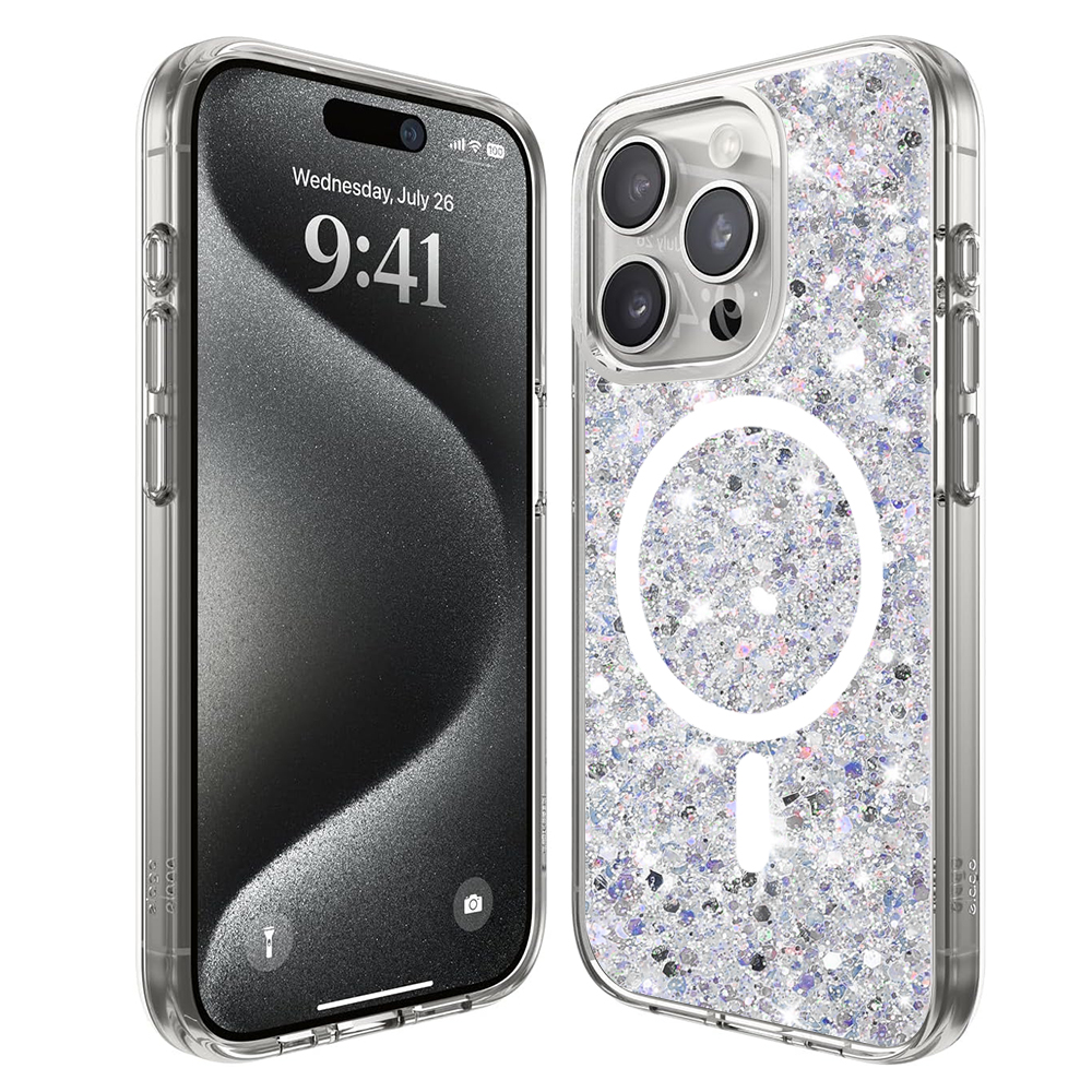 Techsuit - Sparkly Glitter MagSafe - iPhone 15 Pro Max - White KF2324032