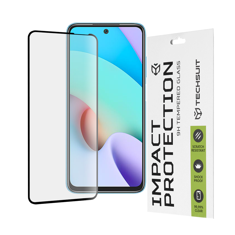 Techsuit - 111D Full Cover / Full Glue Glass ochranné sklo na displej pre Xiaomi Redmi 10 / Redmi 10 2022 - Čierna KF238031