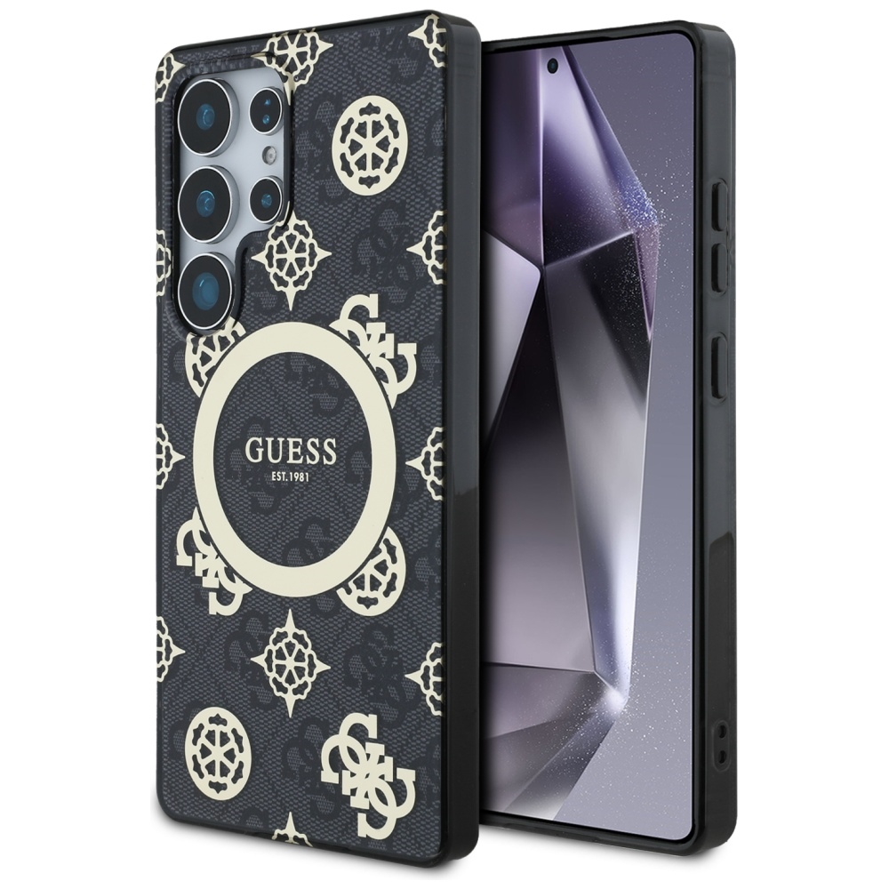 Guess - IML Peony On 4G Background MagSafe kryt na Samsung Galaxy S25 Ultra - Čierna KF2345896
